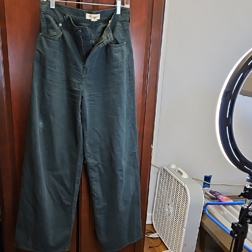 Madewell Dark Green Wide-Leg Jeans
